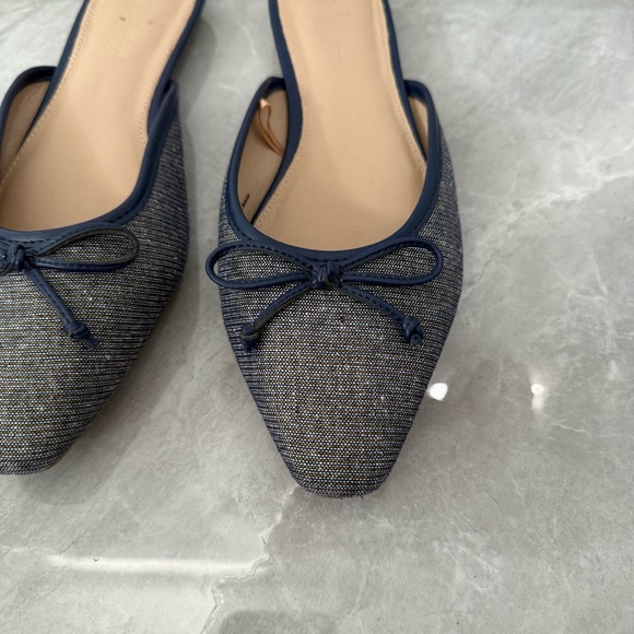 Women’s American Exchange Slip On Flat Sandals Pointed Toe Bow Denim Size 8.5 - Picture 4 of 12